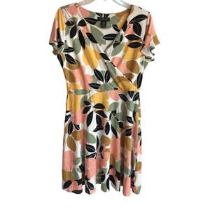 Rachel Zoe Colorful Floral Print Knit Dress with Supplice Neckline size M